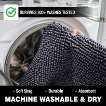 Load image into Gallery viewer, 2 Piece Bath Rug + Square Cutout Toilet Mat Set, Dark Grey
