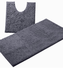 Load image into Gallery viewer, Bathroom Rugs Luxury Chenille 2-Piece Bath Mat Set, Large, Dark Gray
