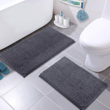 Load image into Gallery viewer, Microfiber 2-Piece Rectangular Mats Set, 20x30 &amp; 15x23 Inch, Dark Grey
