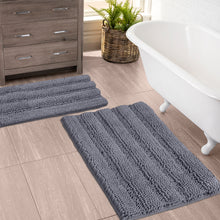 Load image into Gallery viewer, 2 Piece Rectangular Bath Rug Set, 15x23 + 20x30  inch, Dark Gray
