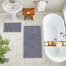 Load image into Gallery viewer, Rectangular 2 Piece Bath Rug Set, 15x23 + 24x36 inch, Dark Gray
