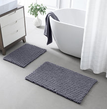 Load image into Gallery viewer, Rectangular 2 Piece Bath Rug Set | 20x30 + 15x23 inch | Dark Grey

