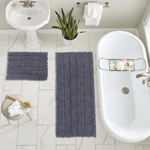 Load image into Gallery viewer, 2 Piece Rectangular Bath Rug Set, 15x23 + 27x47 inch, Dark Gray
