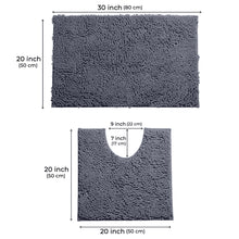 Load image into Gallery viewer, LuxUrux Bathroom Rugs Luxury Chenille 2-Piece Bath Mat Set, Dark Gray
