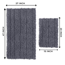 Load image into Gallery viewer, 2 Piece Rectangular Bath Rug Set, 15x23 + 27x47 inch, Dark Gray
