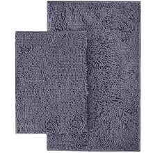 Load image into Gallery viewer, Microfiber 2-Piece Rectangular Mats Set, 20x30 &amp; 15x23 Inch, Dark Grey
