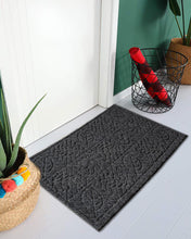 Load image into Gallery viewer, LuxUrux Durable Door Mat, Heavy Duty for Indoor Outdoor - 17x30 Inch, Grey leaves
