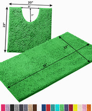 Load image into Gallery viewer, Bathroom Rugs Luxury Chenille 2-Piece Bath Mat Set, Large, Green
