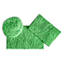 Load image into Gallery viewer, 3pc Set (Style C) Bath Rugs + Round Toilet Lid Rug, Green
