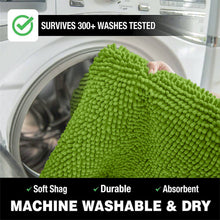 Load image into Gallery viewer, 2 Piece Bath Rug + Square Cutout Toilet Mat Set, Green
