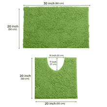 Load image into Gallery viewer, LuxUrux Bathroom Rugs Luxury Chenille 2-Piece Bath Mat Set, Green

