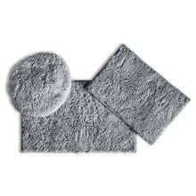Load image into Gallery viewer, 3pc Set (Style C) Bath Rugs + Round Toilet Lid Rug, Light Grey

