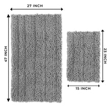 Load image into Gallery viewer, 2 Piece Rectangular Bath Rug Set, 15x23 + 27x47 inch, Light Grey

