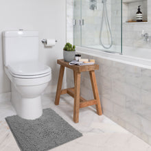 Load image into Gallery viewer, LuxUrux U-Shaped Toilet Rug – Washable Plush Chenille Bathroom Mat, Soft Absorbent Microfiber Bath Rug for Toilet Base, Non-Slip 20x20 Inch, Light Grey
