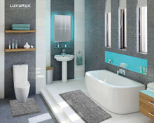 Load image into Gallery viewer, Luxury Microfiber 2-Piece Toilet &amp; Bath Mat Set, XL, Light Grey
