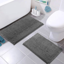 Load image into Gallery viewer, Microfiber 2-Piece Rectangular Mats Set, 20x30 &amp; 15x23 Inch, Light Grey
