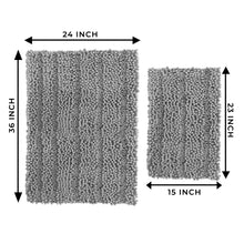Load image into Gallery viewer, 2 Piece Rectangular Bath Rug Set, 15x23 + 24x36 inch, Light Grey
