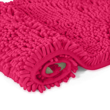 Load image into Gallery viewer, 2 Piece Bath Rug + Square Cutout Toilet Mat Set, Hot Pink
