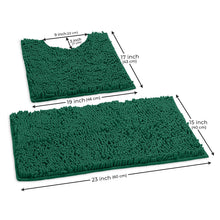 Load image into Gallery viewer, Luxury Chenille Bathroom Rugs 2-Piece Bath Mat Set, Small, Hunter Green
