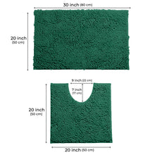 Load image into Gallery viewer, LuxUrux Bathroom Rugs Luxury Chenille 2-Piece Bath Mat Set, Hunter Green
