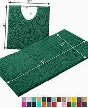 Load image into Gallery viewer, Bathroom Rugs Luxury Chenille 2-Piece Bath Mat Set, Large, Hunter Green
