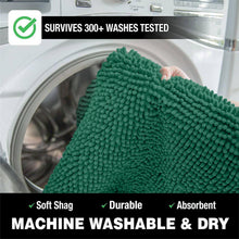 Load image into Gallery viewer, 2 Piece Bath Rug + Square Cutout Toilet Mat Set, Kelly Green
