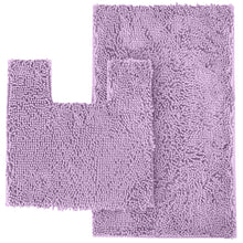 Load image into Gallery viewer, 2 Piece Bath Rug + Square Cutout Toilet Mat Set, Lavender
