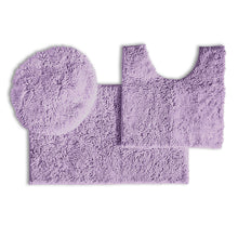 Load image into Gallery viewer, 3pc Set (Style B) Bath Rug + U Shape Toilet Mat + Round Toilet Lid Cover Rug, Lavender
