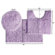 Load image into Gallery viewer, 3pc Set (Style B) Bath Rug + U Shape Toilet Mat + Round Toilet Lid Cover Rug, Lavender
