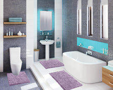 Load image into Gallery viewer, 3 Piece Set (Style A) Bath Rugs + U Shape Toilet Mat, Lavender

