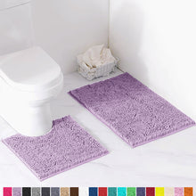 Load image into Gallery viewer, Luxury Chenille Bathroom Rugs 2-Piece Bath Mat Set, Small, Lavender
