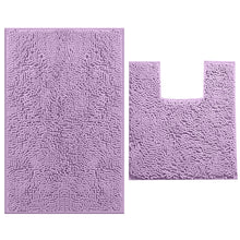 Load image into Gallery viewer, 2 Piece Bath Rug + Square Cutout Toilet Mat Set, Lavender
