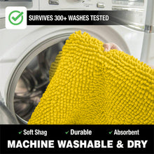 Load image into Gallery viewer, 2 Piece Bath Rug + Square Cutout Toilet Mat Set, Lemon Yellow
