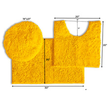 Load image into Gallery viewer, 3pc Set (Style B) Bath Rug + U Shape Toilet Mat + Round Toilet Lid Cover Rug, Lemon
