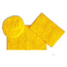 Load image into Gallery viewer, 3pc Set (Style C) Bath Rugs + Round Toilet Lid Rug, Lemon
