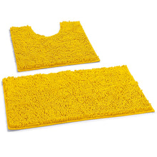 Load image into Gallery viewer, LuxUrux Bathroom Rugs Luxury Chenille 2-Piece Bath Mat Set, Lemon Yellow
