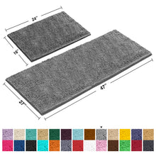 Load image into Gallery viewer, Chenille Microfiber 2-Piece Rectangular Mats Set, XL, Light Grey
