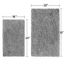 Load image into Gallery viewer, Microfiber 2-Piece Rectangular Mats Set, 20x30 &amp; 15x23 Inch, Light Grey
