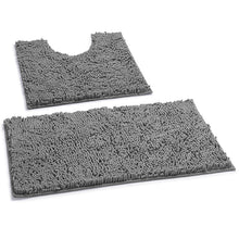 Load image into Gallery viewer, LuxUrux Bathroom Rugs Luxury Chenille 2-Piece Bath Mat Set, Light Grey
