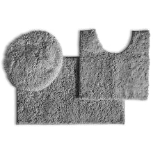 Load image into Gallery viewer, 3pc Set (Style B) Bath Rug + U Shape Toilet Mat + Round Toilet Lid Cover Rug, Light Grey
