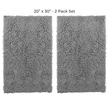 Load image into Gallery viewer, Microfiber Rectangular Mats, 20x30 Inch 2 Pack Set, Light Grey
