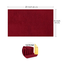 Load image into Gallery viewer, Rectangle Microfiber Bathroom Rug, 15x23 inch, Maroon-red

