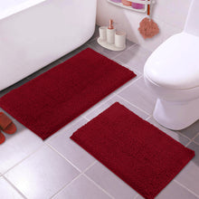 Load image into Gallery viewer, Microfiber 2-Piece Rectangular Mats Set, 20x30 &amp; 15x23 Inch, Maroon

