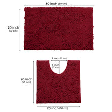 Load image into Gallery viewer, LuxUrux Bathroom Rugs Luxury Chenille 2-Piece Bath Mat Set, Maroon
