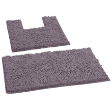 Load image into Gallery viewer, 2 Piece Bath Rug + Square Cutout Toilet Mat Set, Mauve
