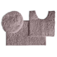 Load image into Gallery viewer, 3pc Set (Style B) Bath Rug + U Shape Toilet Mat + Round Toilet Lid Cover Rug, Mauve
