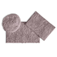 Load image into Gallery viewer, 3pc Set (Style C) Bath Rugs + Round Toilet Lid Rug, Mauve
