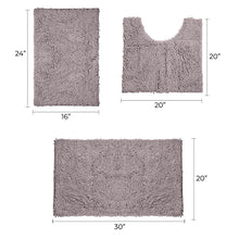 Load image into Gallery viewer, 3 Piece Set (Style A) Bath Rugs + U Shape Toilet Mat, Mauve
