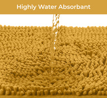 Load image into Gallery viewer, 2 Piece Bath Rug + Square Cutout Toilet Mat Set, Mustard
