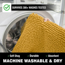 Load image into Gallery viewer, LuxUrux Bathroom Rugs Luxury Chenille 2-Piece Bath Mat Set, Mustard
